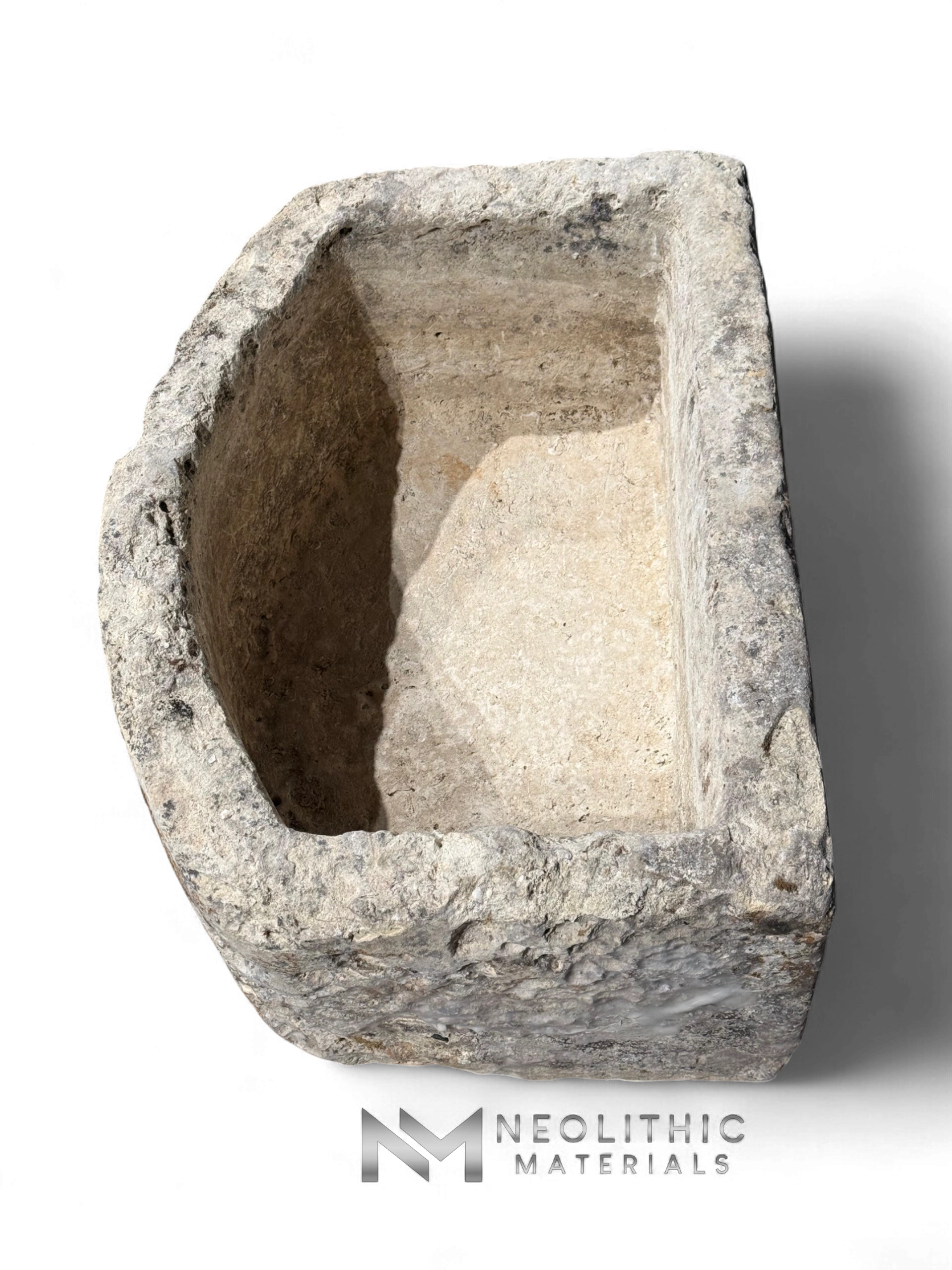 Antique French Limestone Half Moon Trough - Image 5